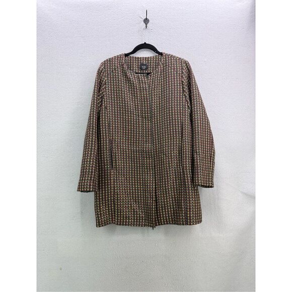 Alysi Womens Multicolor Tweed Houndstooth Full Zip Wool Jacket Blazer Size 4 - Picture 1 of 9